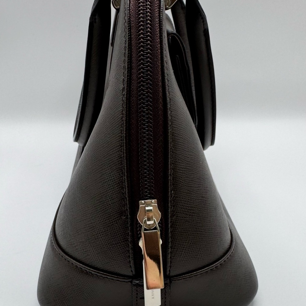 Burberry Brown Saffiano Leather Briefcase Top Handle Bag Nova Check Zip - Picture 10 of 10